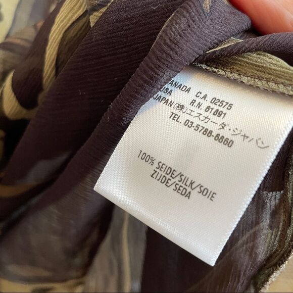 Escada Olive Multicolour 100% Silk Ruffle Blouse - EU 34 - Picture 12 of 16